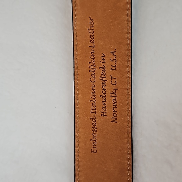 Trafaligar | Men's Embossed Brown Italian Calfskin Leather Belt Sz 36 - Picture 8 of 10